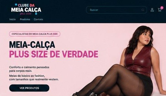 Página inicial do site do Clube da Meia Calça