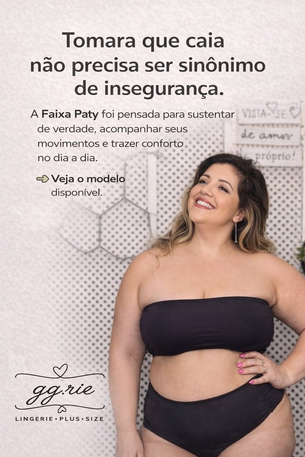 Criativo: modelo plus size com faixa tomara que caia